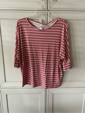Acting Pro Rose and White Striped Long Sleeve Tee